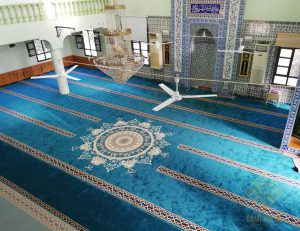 İzmir Ödemiş Merkez Hamdibey Cami Akrilik Göbekli ve Saflı Cami Halısı Satış ve Döşeme İşi